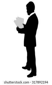 businessman reading papers from work