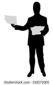 businessman reading papers from work
