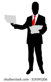 businessman reading papers from work