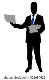 businessman reading papers from work