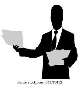 businessman reading papers from work