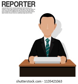 A businessman is reading script on his desk