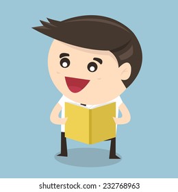 Businessman reading the shining book, VECTOR, flat design