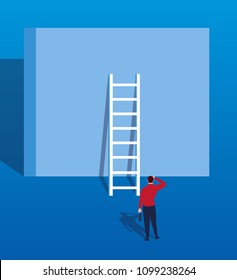 Businessman ready to climb over obstacles