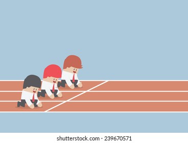 Businessman ready to run at start point, Business competition concept, VECTOR, EPS10