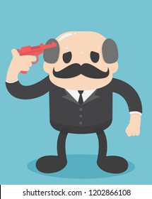 businessman ready to shoot yourself. Problems in his personal life, at work, loneliness, betrayal, exasperation. Suicide with a gun.