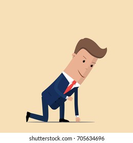 Businessman ready to sprint. Vector illustration