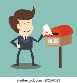 businessman receiving the mail - mailbox