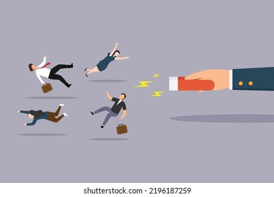 Businessman in recruitment with horseshoe magnet 2d vector illustration concept for banner, website, illustration, landing page, flyer, etc.