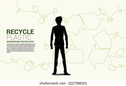Businessman and Recycle icon from Single line display single use plastic icon. Silhouette of  plastic Bottle, bag , cup, blow, spoon, fork, knife.