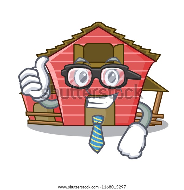 Businessman Red Barn House Character Cartoon Stock Vector Royalty