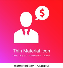 Businessman red and pink gradient material white icon minimal design