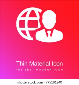 Businessman red and pink gradient material white icon minimal design
