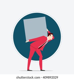 Businessman in red suit. Carrying. Flat style vector illustration.