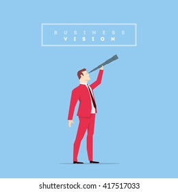 Businessman in red suit. Flat style vector illustration.