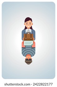 Businessman Reflecting on Success and Challenges Concept, Scam, Robbery, Fraud, Business Illustration, Corporate Illustration, Minimal Illustration, Upside Down Art, Illusion Art, Gimmick