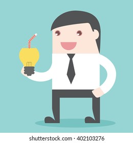 Businessman refresh idea with idea. Take idea for create new idea. Flat design for business financial marketing banking advertising commercial event  minimal concept cartoon illustration.