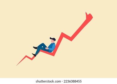 Businessman relax on growing graph. concept of Success investment, profit, and stock market.