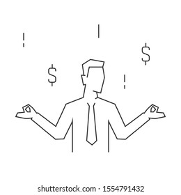 Businessman relax on mediation portrait view on white background