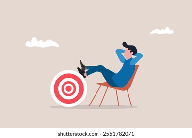 Businessman relax on the target. concept of Stay focused and concentrate on business objective and goal or target