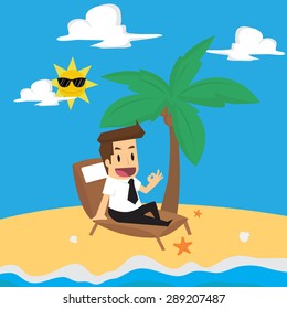 businessman relax in the vacation. vector