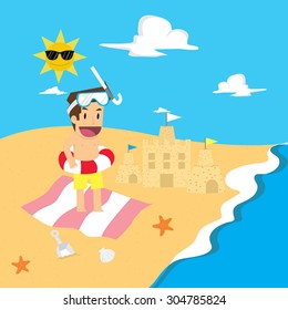 businessman relax in the vacation. vector
