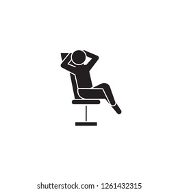 Businessman relaxation black vector concept icon. Businessman relaxation flat illustration, sign