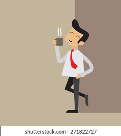 Businessman relaxing with coffee cup 