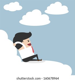 Businessman relaxing on a cloud, VECTOR, EPS10
