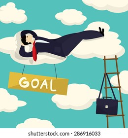  Businessman resting after he had his goal achieved, conceptual corporate graphic