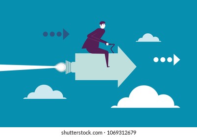 Businessman ride arrow symbol. Vector illustration leadership business concept.