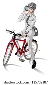 businessman riding a bicycle