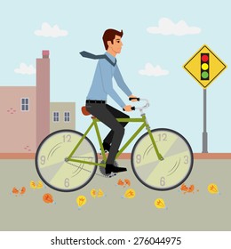 businessman riding a bicycle, vector