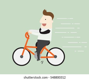 Businessman riding bike