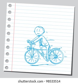Businessman riding a bike