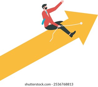 Businessman riding a flying arrow up, business concept, wb and articles design,vector
