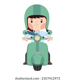 businessman riding a motorcycle cartoon