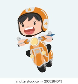 businessman riding on their motorbikes going to work