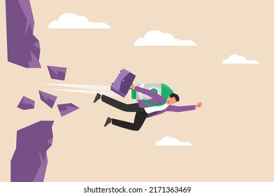 Empresario montando cohetes para romper la pared. Concepto de éxito empresarial. Ilustración vectorial plana de color aislada.