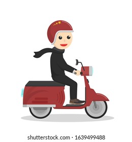 businessman riding a scooter go to office