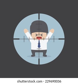 Businessman in the rifle sight, VECTOR, EPS10