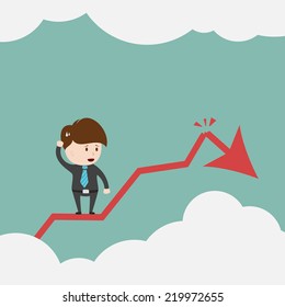 Businessman rise on chart.