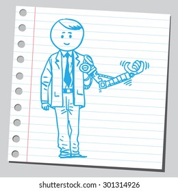 Businessman with robotic hand