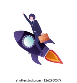 businessman with rocket avatar character