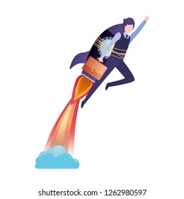 businessman with rocket avatar character