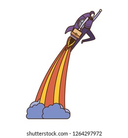 businessman with rocket avatar character