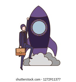 businessman with rocket avatar character