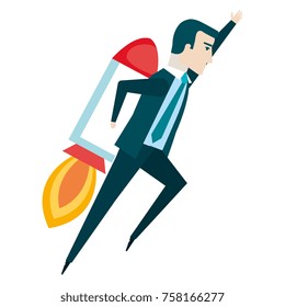businessman with rocket avatar character