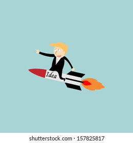 businessman rocket idea