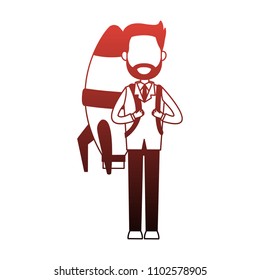 Businessman with rocket red lines